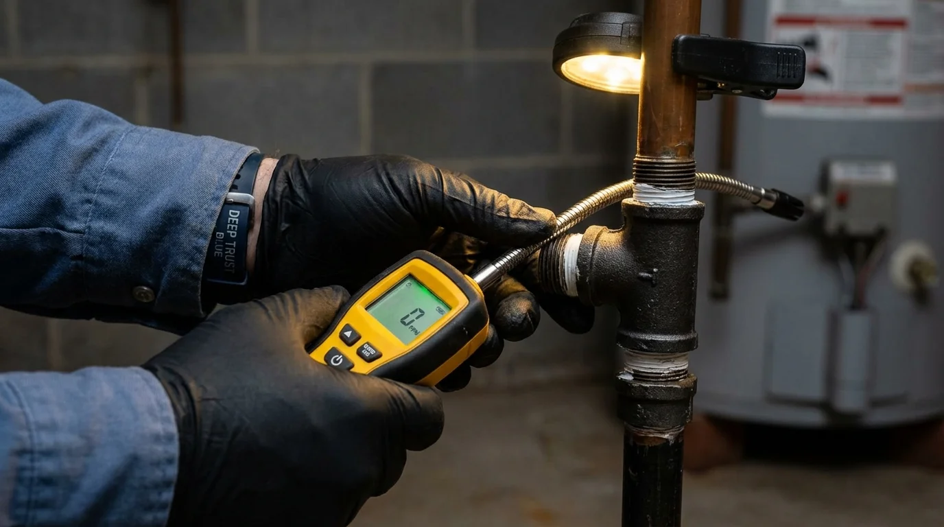 Gas leak detection with electronic sniffer by Johns Plumbing LLC in Warren
