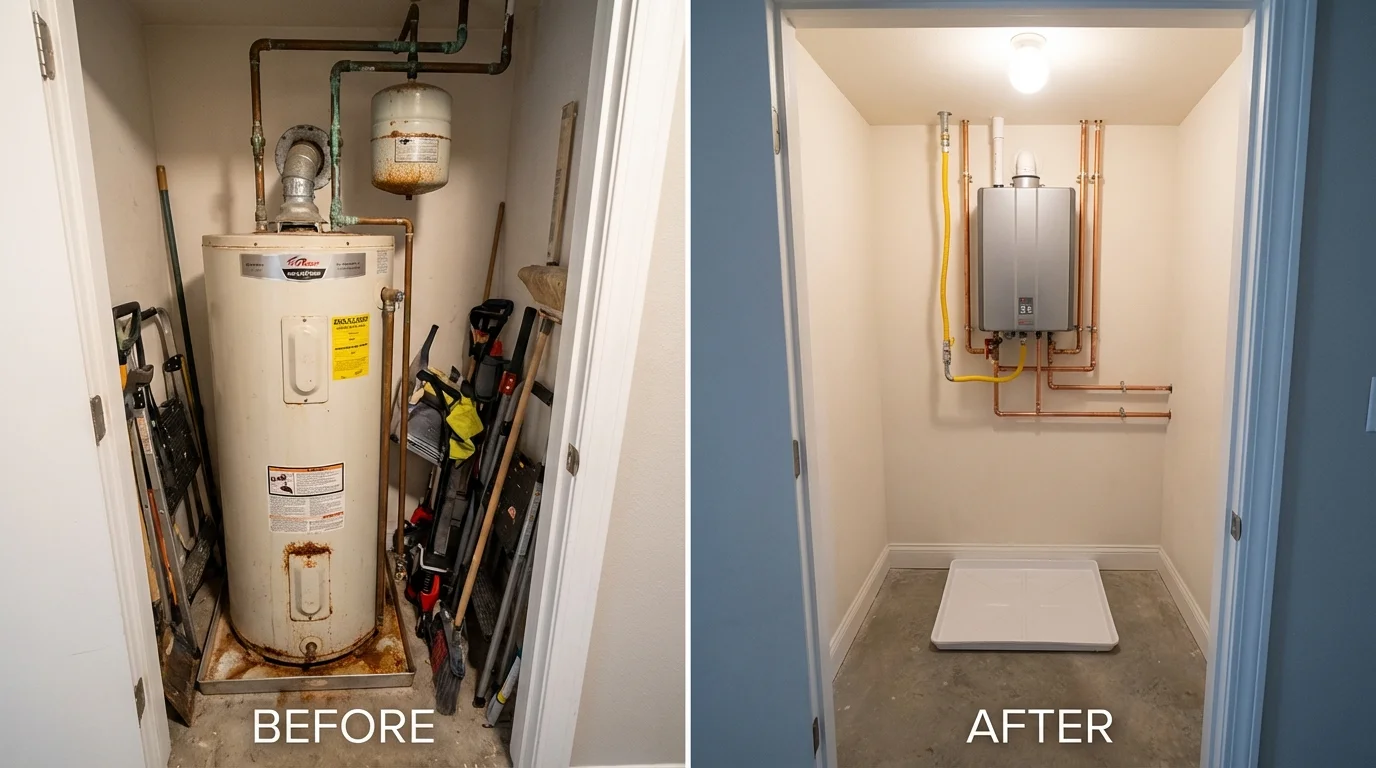 Tank water heater versus wall-mounted tankless unit comparison for Warren, OH homeowners